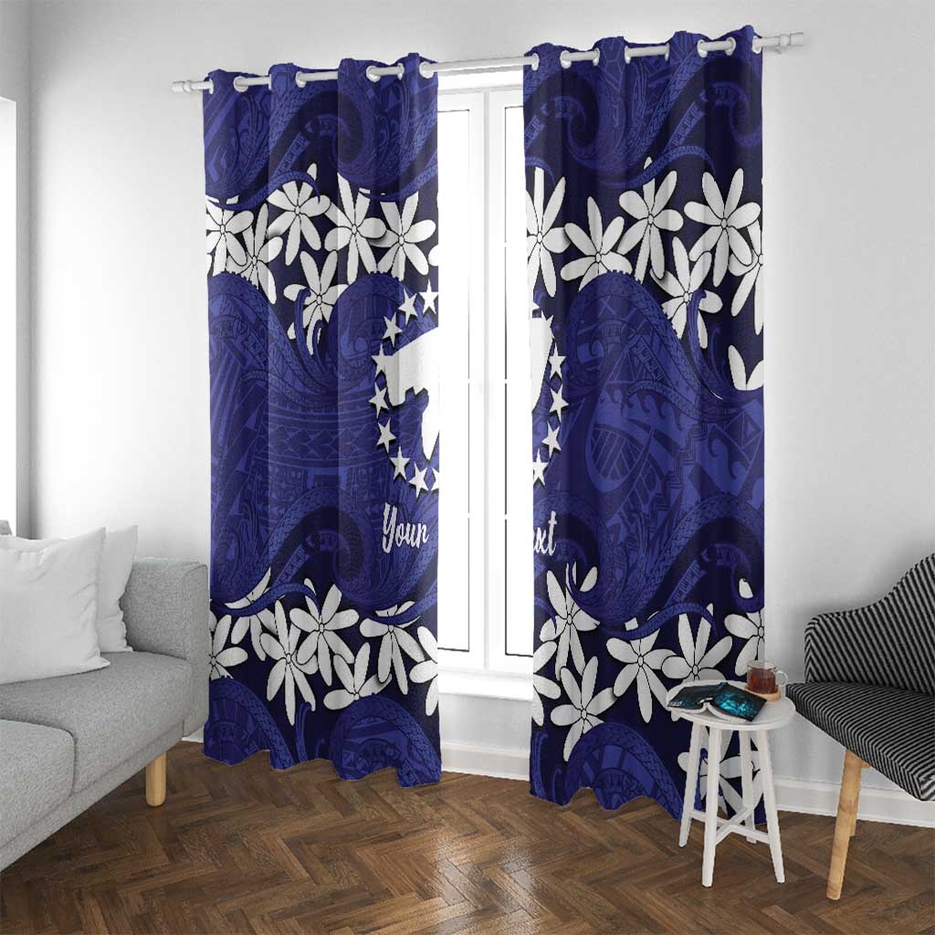 Personalised Cook Islands Pukapuka Window Curtain Tiare Maori Polynesian Waves Tattoo