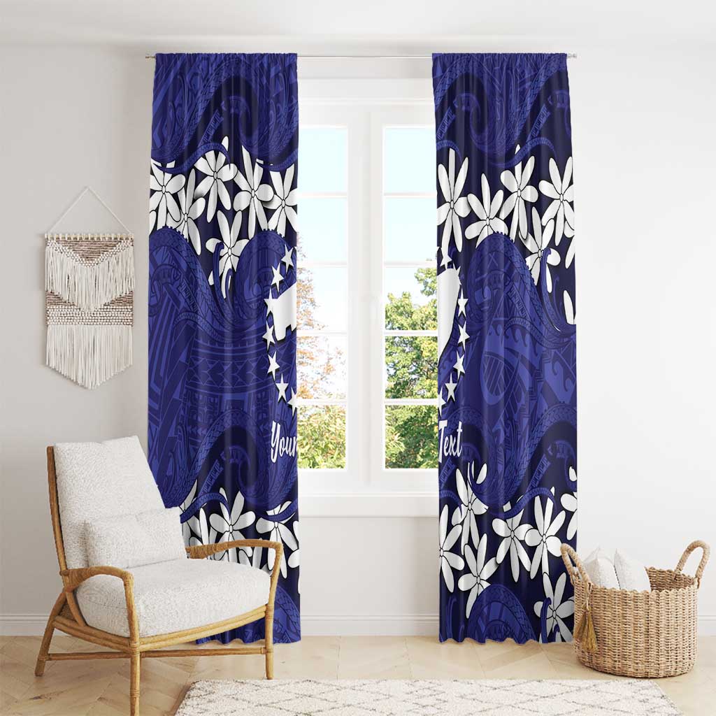 Personalised Cook Islands Pukapuka Window Curtain Tiare Maori Polynesian Waves Tattoo
