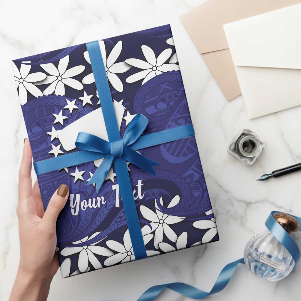 Personalised Cook Islands Pukapuka Wrapping Paper Tiare Maori Polynesian Waves Tattoo