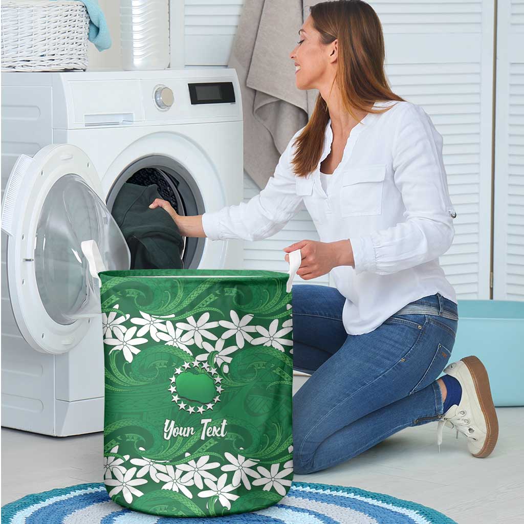 Personalised Cook Islands Rarotonga Laundry Basket Tiare Maori Polynesian Waves Tattoo