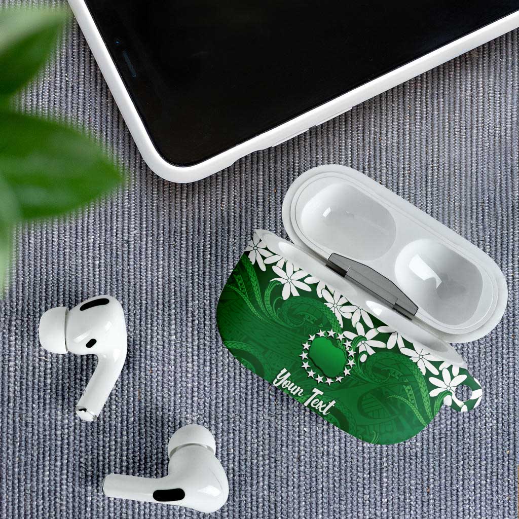 Personalised Cook Islands Rarotonga AirPods Case Tiare Maori Polynesian Waves Tattoo
