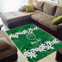 Personalised Cook Islands Rarotonga Area Rug Tiare Maori Polynesian Waves Tattoo