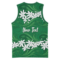Personalised Cook Islands Rarotonga Basketball Jersey Tiare Maori Polynesian Waves Tattoo