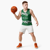 Personalised Cook Islands Rarotonga Basketball Jersey Tiare Maori Polynesian Waves Tattoo