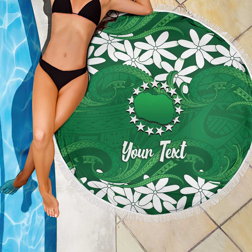 Personalised Cook Islands Rarotonga Beach Blanket Tiare Maori Polynesian Waves Tattoo