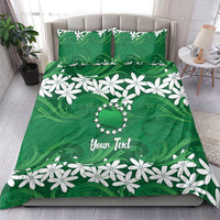 Personalised Cook Islands Rarotonga Bedding Set Tiare Maori Polynesian Waves Tattoo