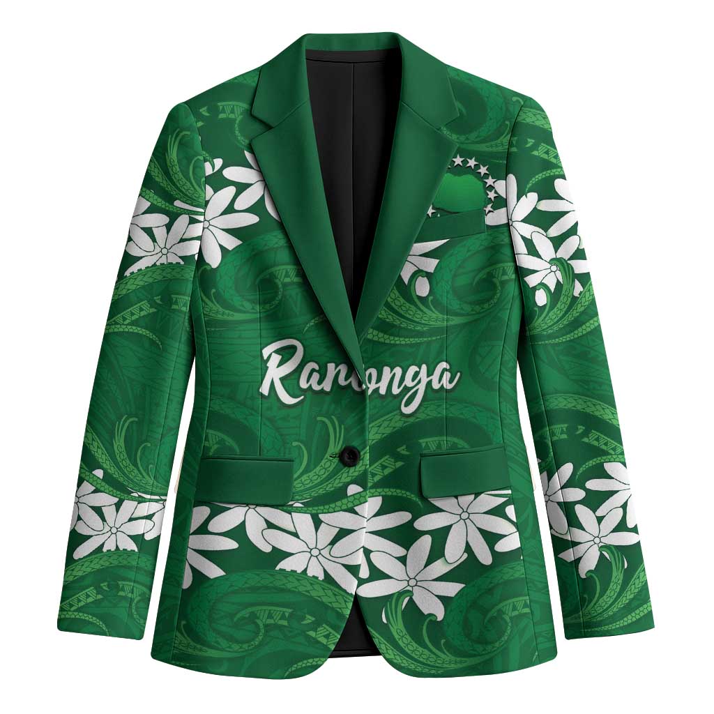 Personalised Cook Islands Rarotonga Blazer Tiare Maori Polynesian Waves Tattoo