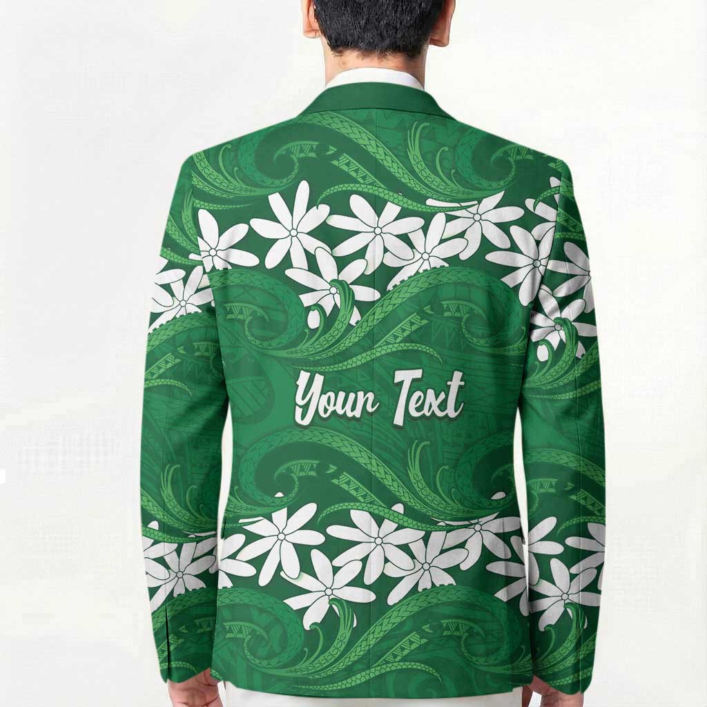 Personalised Cook Islands Rarotonga Blazer Tiare Maori Polynesian Waves Tattoo