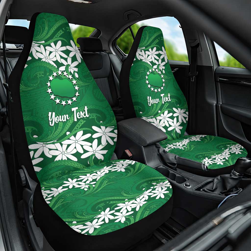 Personalised Cook Islands Rarotonga Car Seat Cover Tiare Maori Polynesian Waves Tattoo