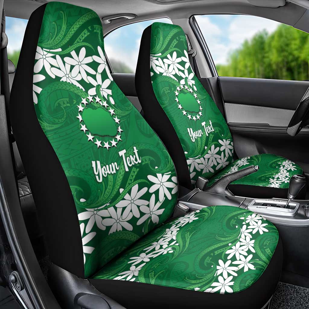 Personalised Cook Islands Rarotonga Car Seat Cover Tiare Maori Polynesian Waves Tattoo