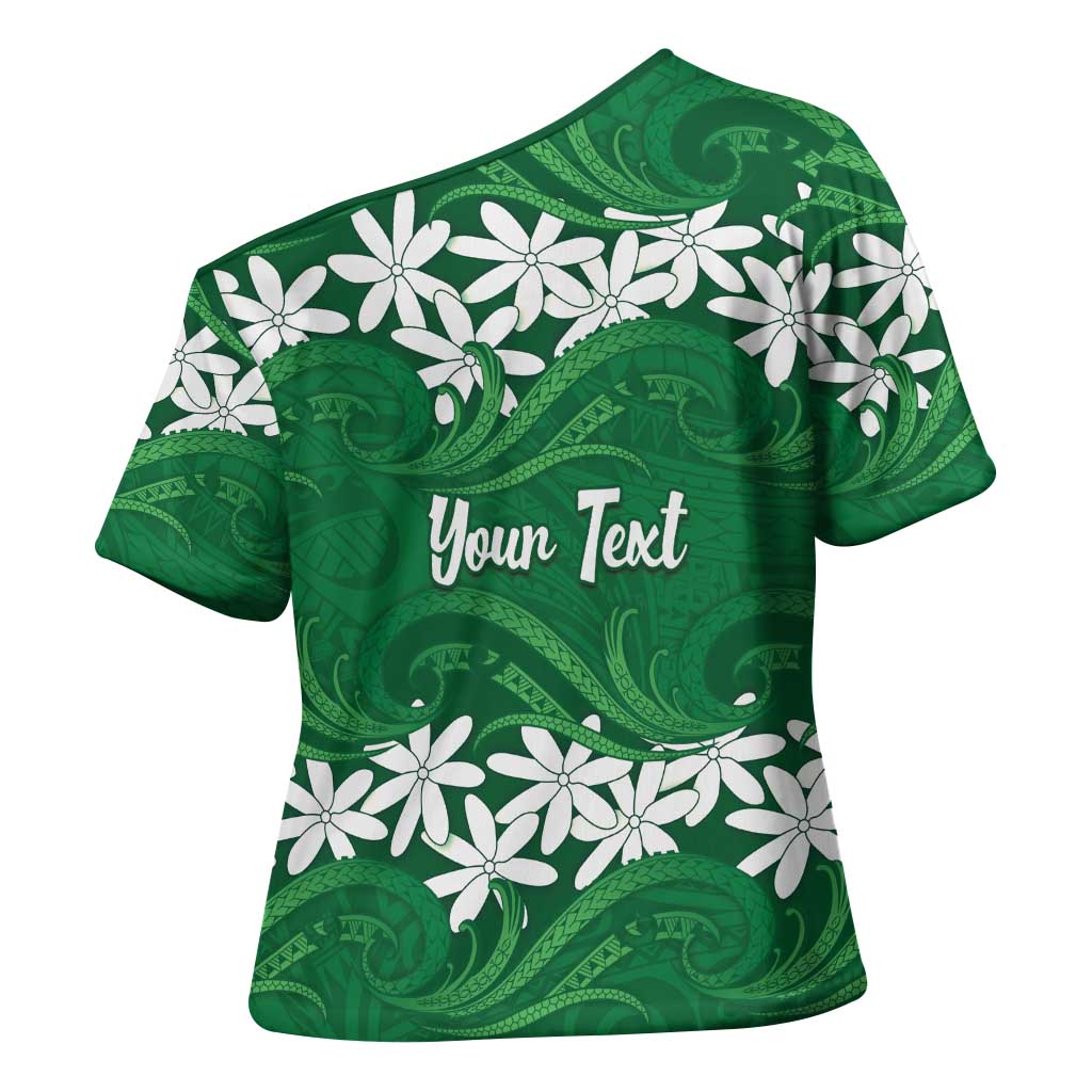 Personalised Cook Islands Rarotonga Cross Shoulder Shirt Tiare Maori Polynesian Waves Tattoo
