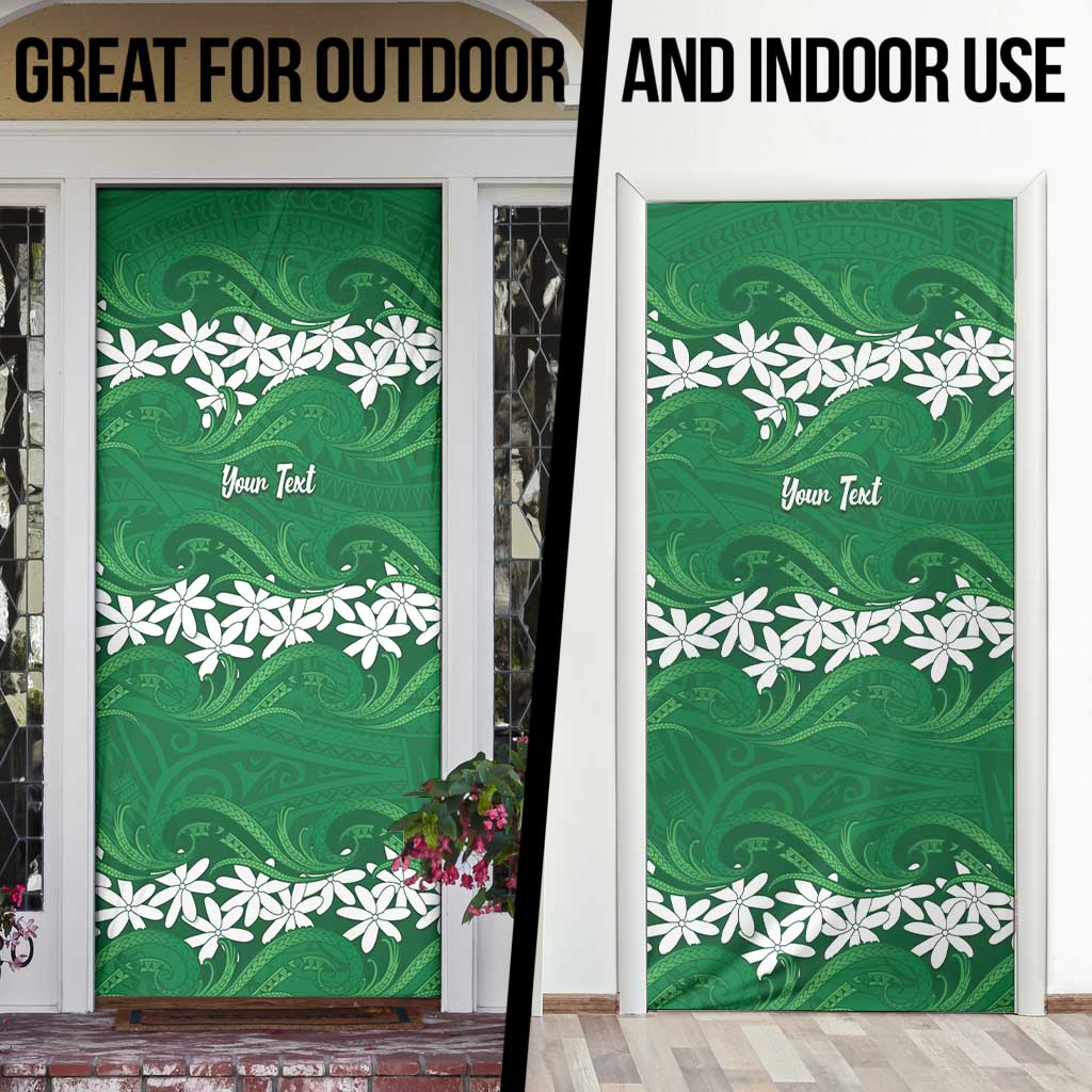 Personalised Cook Islands Rarotonga Door Cover Tiare Maori Polynesian Waves Tattoo