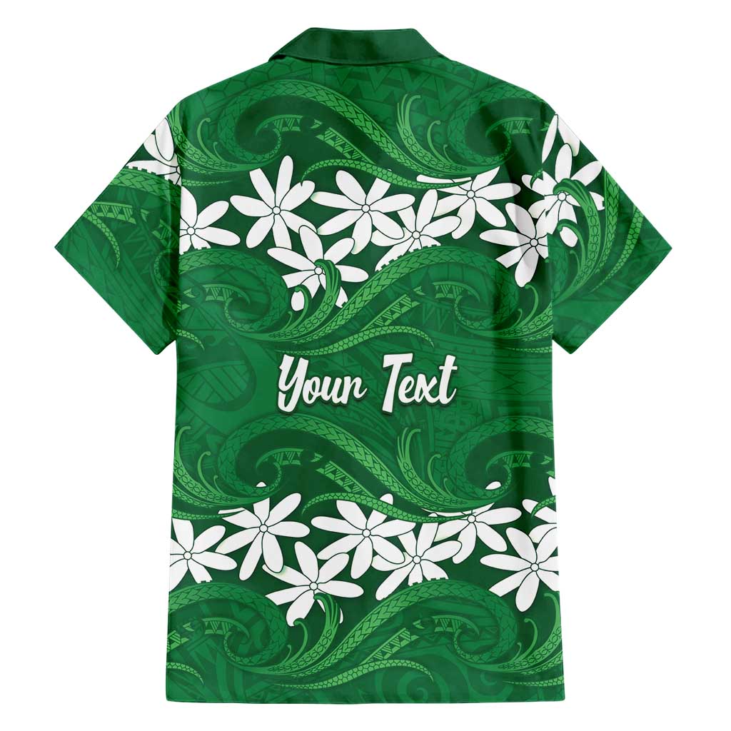 Personalised Cook Islands Rarotonga Family Matching Off Shoulder Short Dress and Hawaiian Shirt Tiare Maori Polynesian Waves Tattoo LT14 - Polynesian Pride