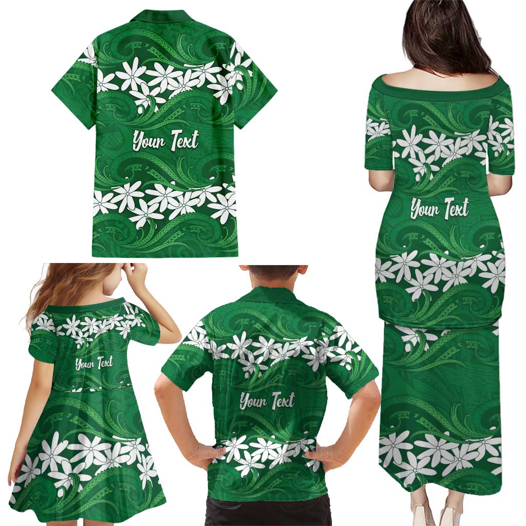 Personalised Cook Islands Rarotonga Family Matching Puletasi and Hawaiian Shirt Tiare Maori Polynesian Waves Tattoo LT14 - Polynesian Pride