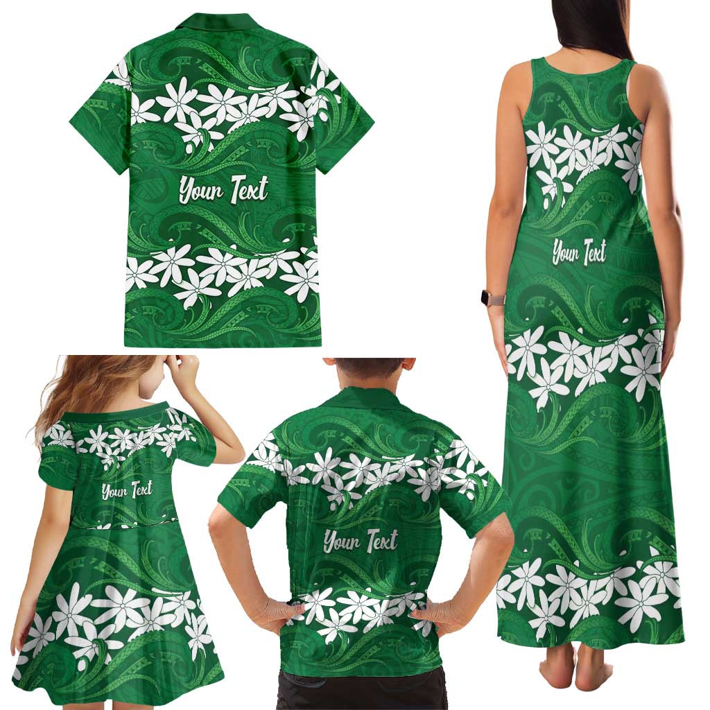 Personalised Cook Islands Rarotonga Family Matching Tank Maxi Dress and Hawaiian Shirt Tiare Maori Polynesian Waves Tattoo LT14 - Polynesian Pride