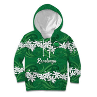 Personalised Cook Islands Rarotonga Kid Hoodie Tiare Maori Polynesian Waves Tattoo