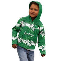 Personalised Cook Islands Rarotonga Kid Hoodie Tiare Maori Polynesian Waves Tattoo