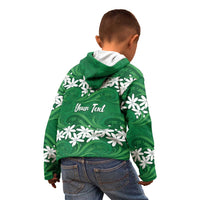 Personalised Cook Islands Rarotonga Kid Hoodie Tiare Maori Polynesian Waves Tattoo
