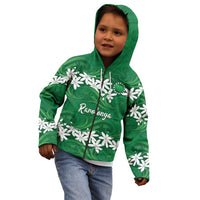 Personalised Cook Islands Rarotonga Kid Hoodie Tiare Maori Polynesian Waves Tattoo