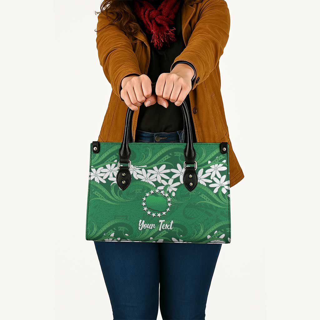 Personalised Cook Islands Rarotonga Leather Bag Tiare Maori Polynesian Waves Tattoo