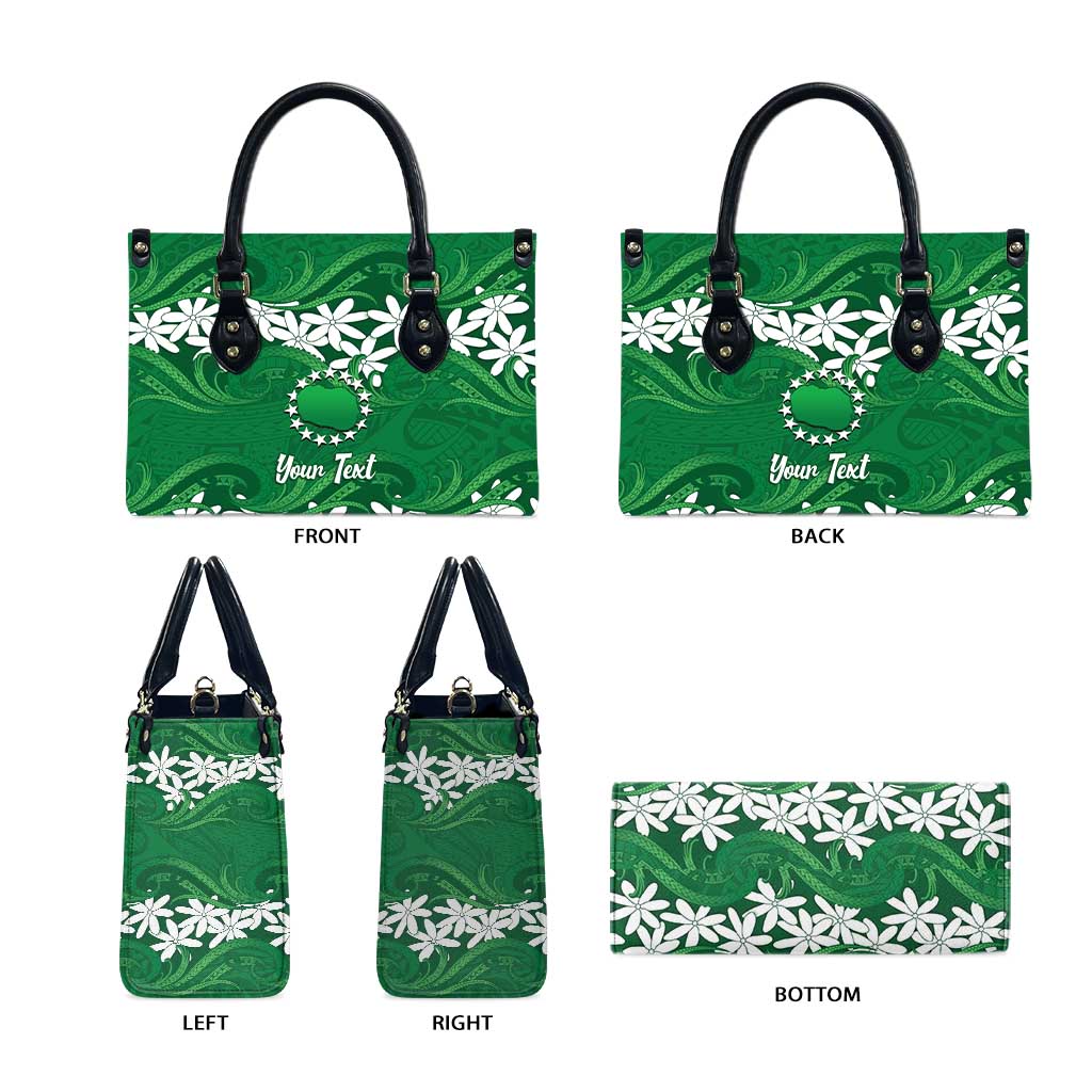Personalised Cook Islands Rarotonga Leather Bag Tiare Maori Polynesian Waves Tattoo