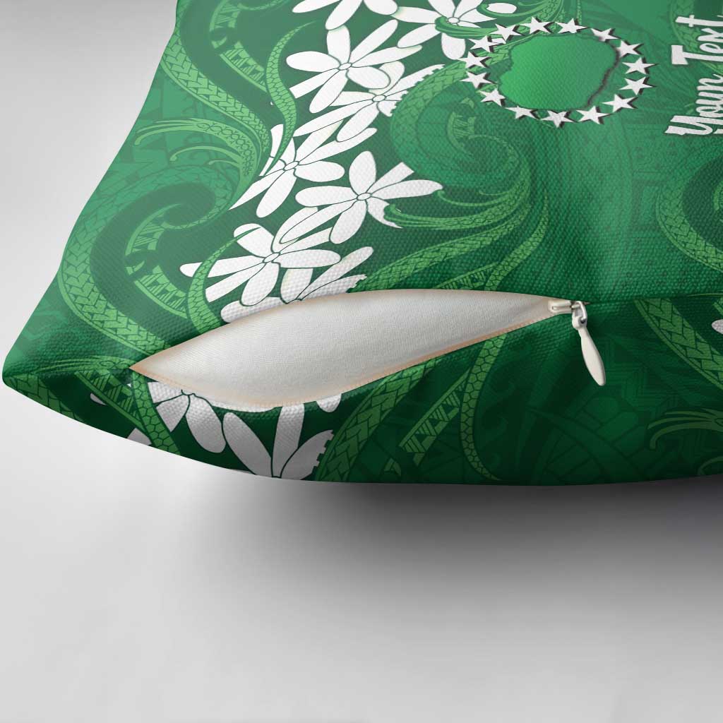 Personalised Cook Islands Rarotonga Pillow Cover Tiare Maori Polynesian Waves Tattoo