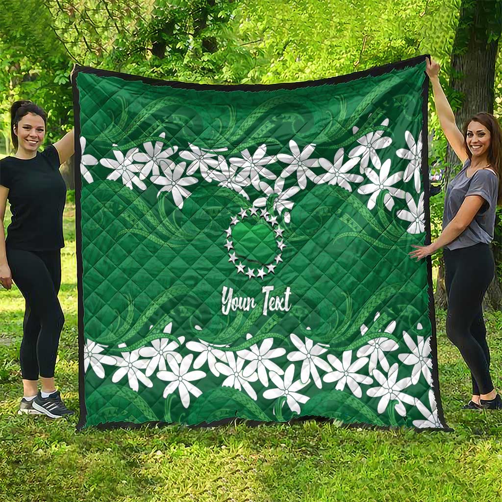 Personalised Cook Islands Rarotonga Quilt Tiare Maori Polynesian Waves Tattoo