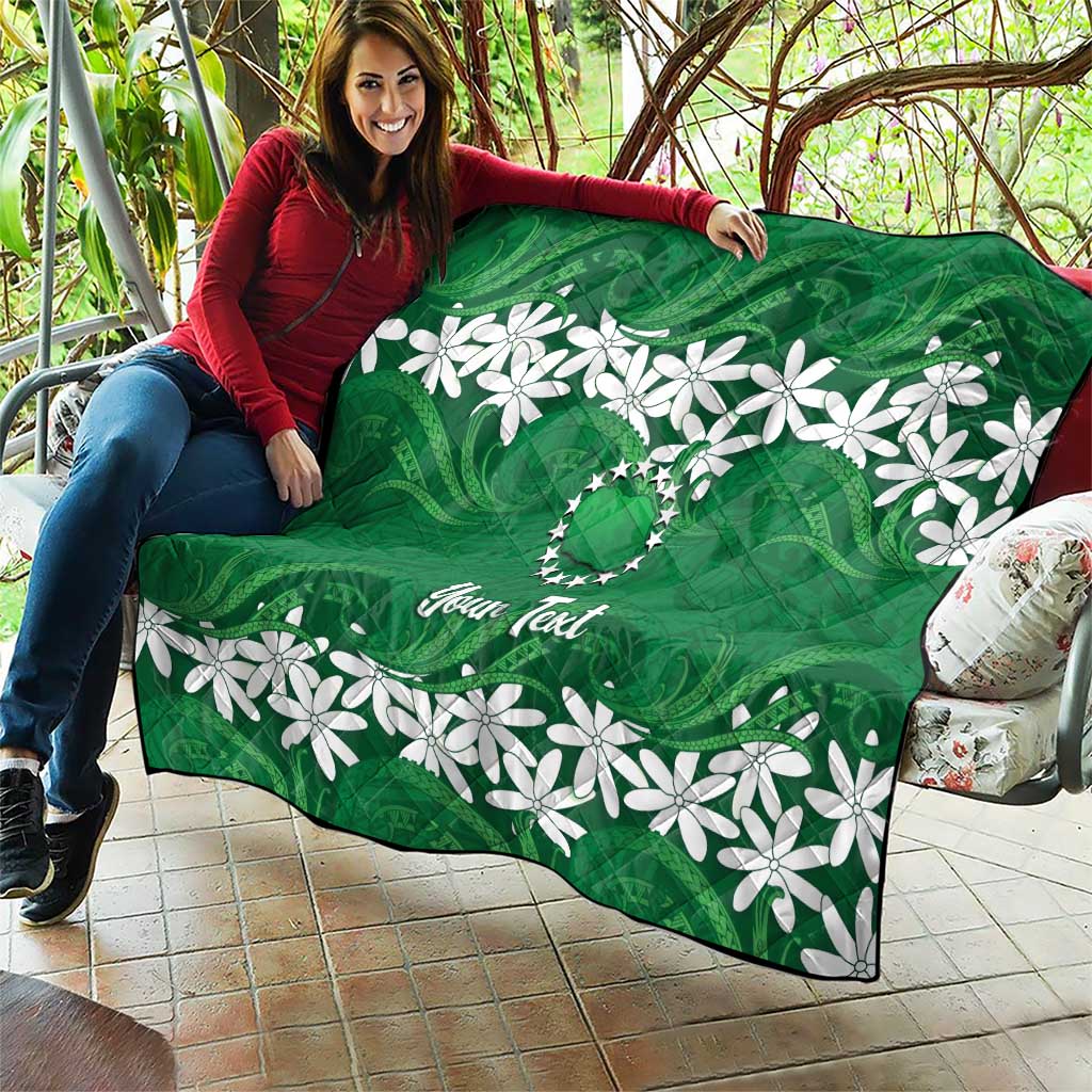 Personalised Cook Islands Rarotonga Quilt Tiare Maori Polynesian Waves Tattoo