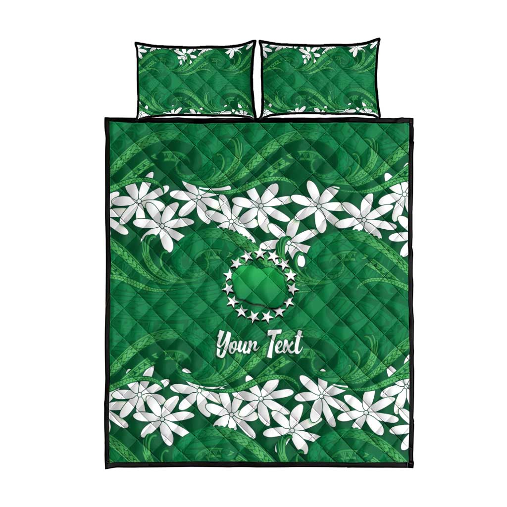 Personalised Cook Islands Rarotonga Quilt Bed Set Tiare Maori Polynesian Waves Tattoo