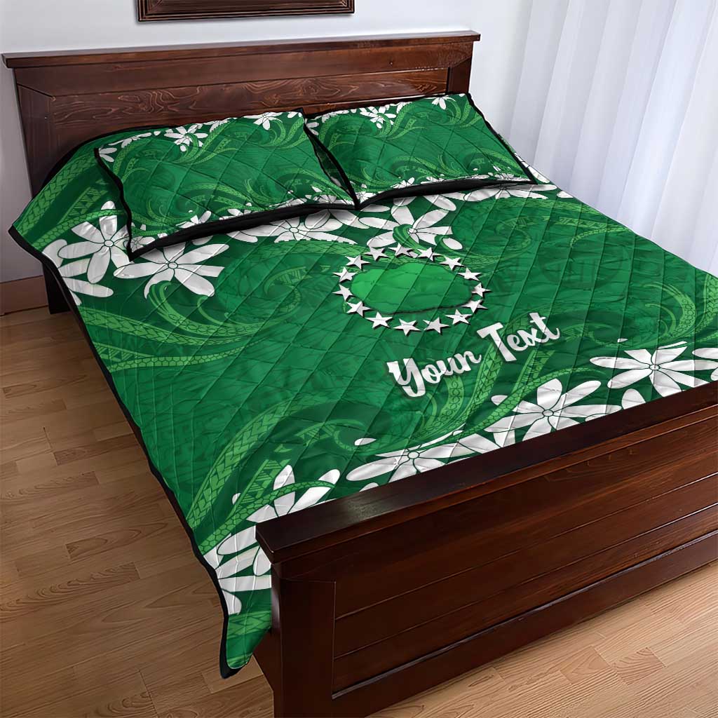 Personalised Cook Islands Rarotonga Quilt Bed Set Tiare Maori Polynesian Waves Tattoo