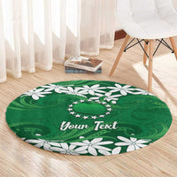 Personalised Cook Islands Rarotonga Round Carpet Tiare Maori Polynesian Waves Tattoo