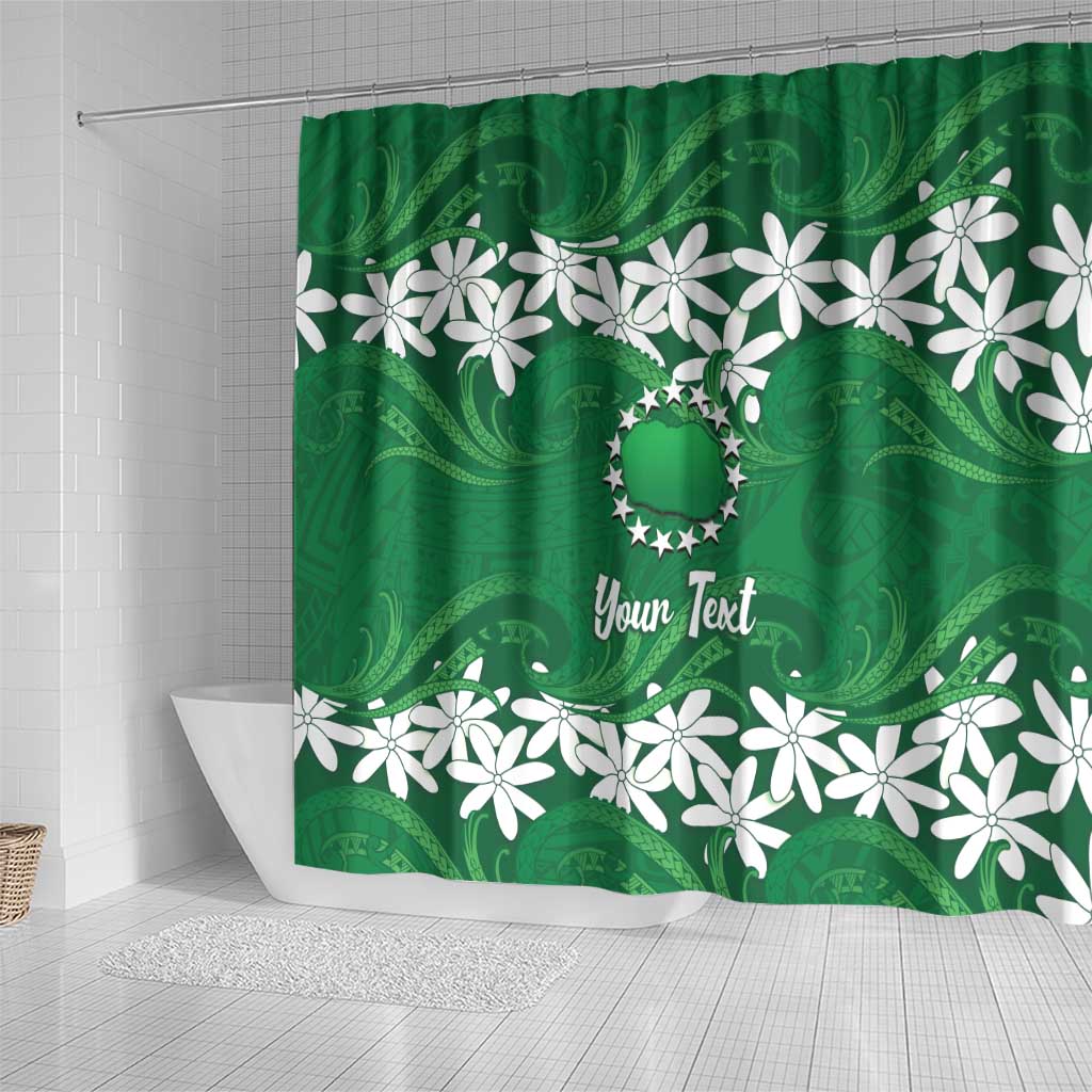 Personalised Cook Islands Rarotonga Shower Curtain Tiare Maori Polynesian Waves Tattoo