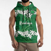 Personalised Cook Islands Rarotonga Sleeveless Hoodie Tiare Maori Polynesian Waves Tattoo