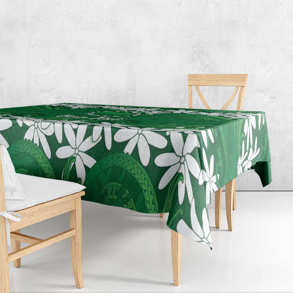 Personalised Cook Islands Rarotonga Tablecloth Tiare Maori Polynesian Waves Tattoo