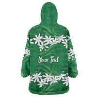 Personalised Cook Islands Rarotonga Wearable Blanket Hoodie Tiare Maori Polynesian Waves Tattoo