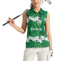 Personalised Cook Islands Rarotonga Women Sleeveless Polo Shirt Tiare Maori Polynesian Waves Tattoo