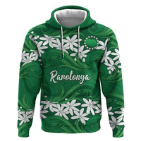 Personalised Cook Islands Rarotonga Zip Hoodie Tiare Maori Polynesian Waves Tattoo