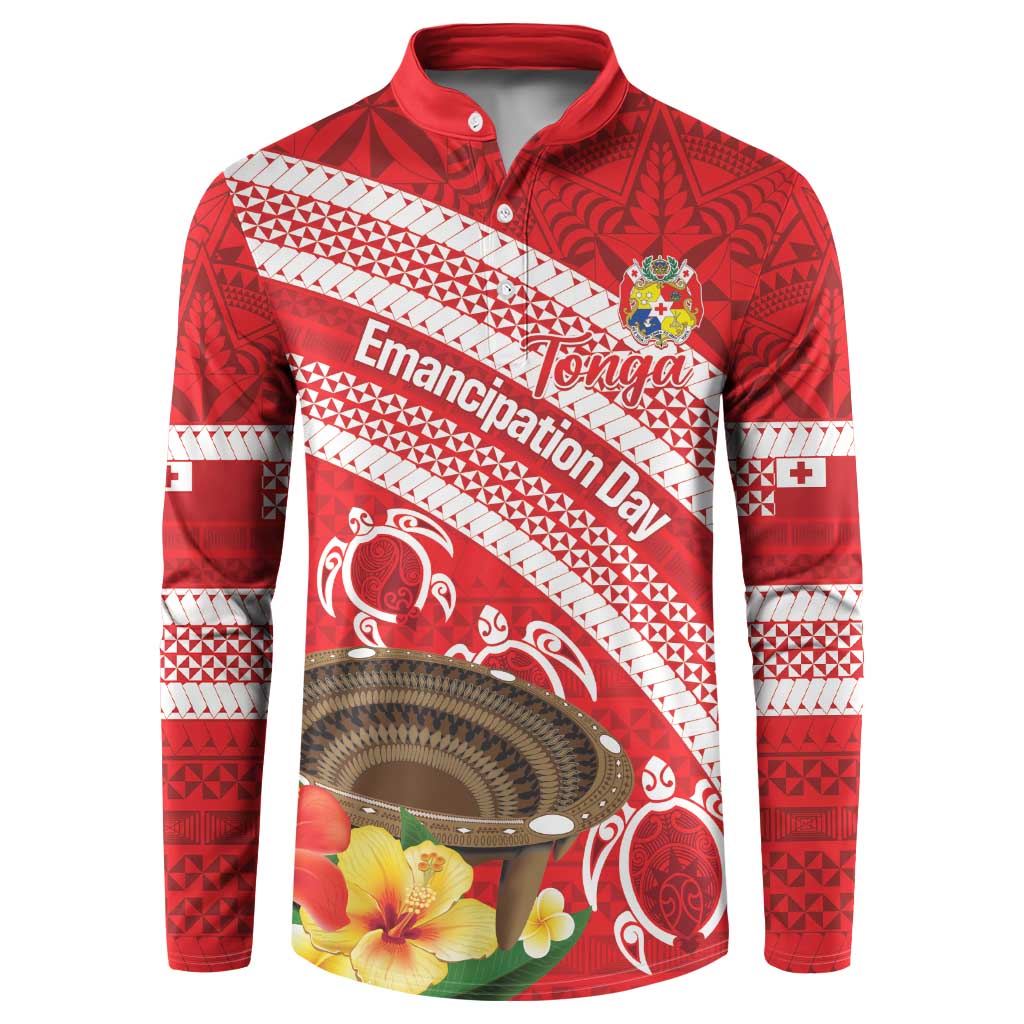 Kingdom Of Tonga Emancipation Day Button Sweatshirt Tongan Ngatu With Kumete Red