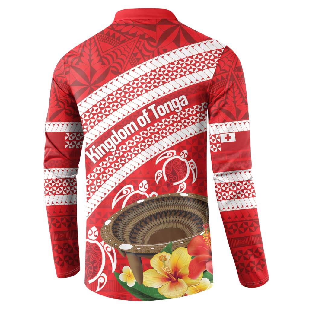 Kingdom Of Tonga Emancipation Day Button Sweatshirt Tongan Ngatu With Kumete Red