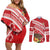 Kingdom Of Tonga Emancipation Day Couples Matching Off Shoulder Short Dress and Long Sleeve Button Shirt Tongan Ngatu With Kumete Red