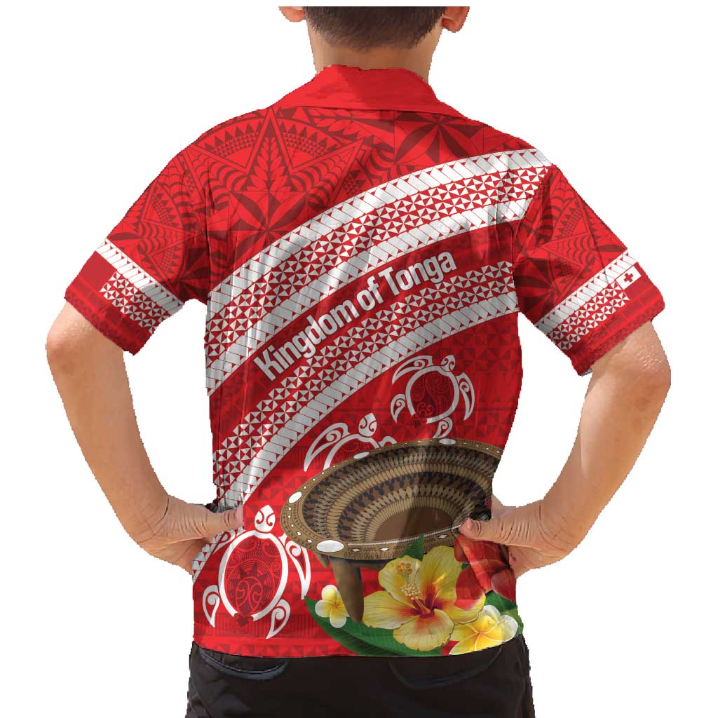 Kingdom Of Tonga Emancipation Day Family Matching Mermaid Dress and Hawaiian Shirt Tongan Ngatu With Kumete Red LT14 - Polynesian Pride