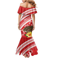 Kingdom Of Tonga Emancipation Day Family Matching Mermaid Dress and Hawaiian Shirt Tongan Ngatu With Kumete Red LT14 - Polynesian Pride