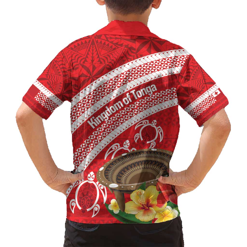 Kingdom Of Tonga Emancipation Day Family Matching Off Shoulder Maxi Dress and Hawaiian Shirt Tongan Ngatu With Kumete Red LT14 - Polynesian Pride