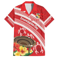 Kingdom Of Tonga Emancipation Day Family Matching Off Shoulder Maxi Dress and Hawaiian Shirt Tongan Ngatu With Kumete Red LT14 Dad's Shirt - Short Sleeve Red - Polynesian Pride
