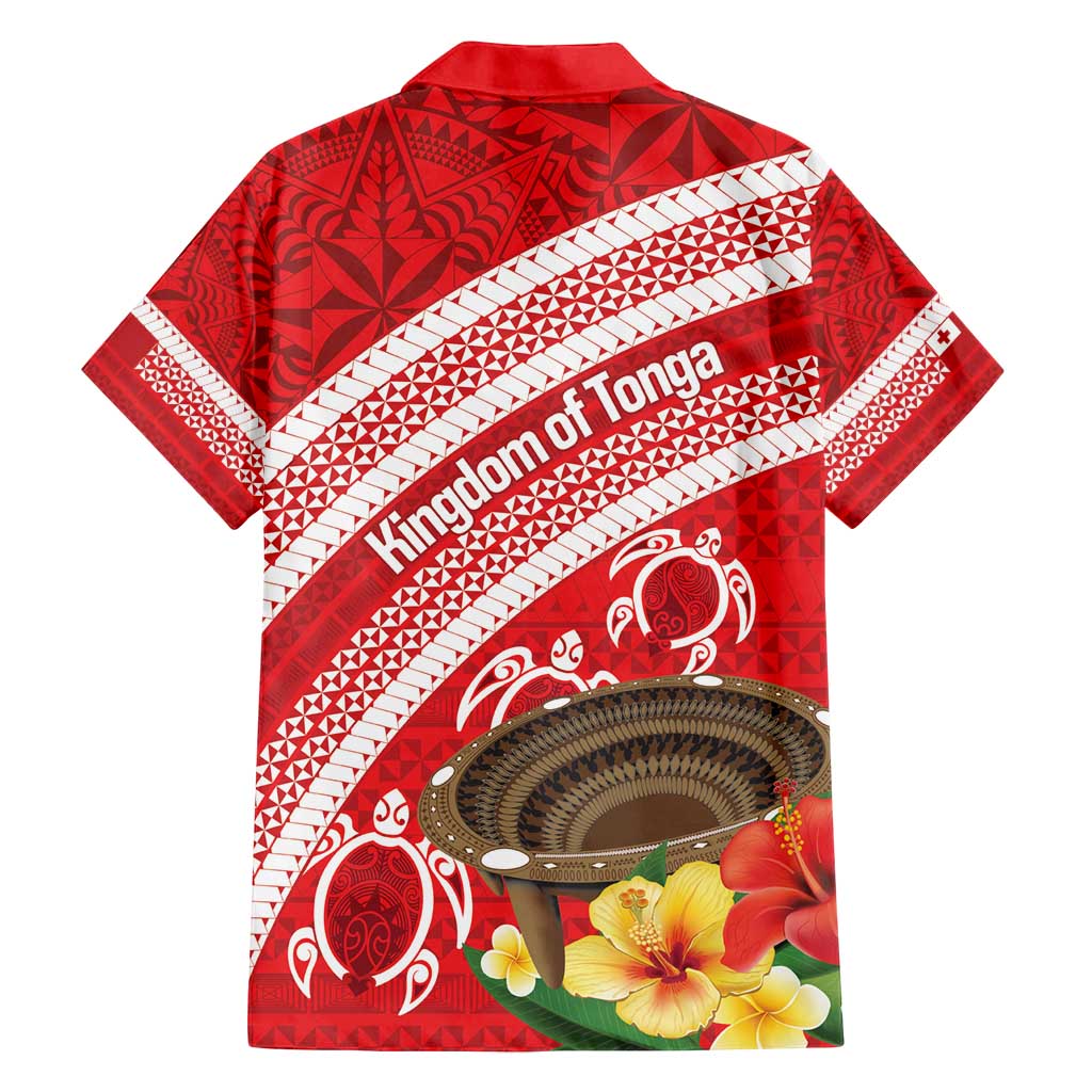 Kingdom Of Tonga Emancipation Day Family Matching Off Shoulder Short Dress and Hawaiian Shirt Tongan Ngatu With Kumete Red LT14 - Polynesian Pride