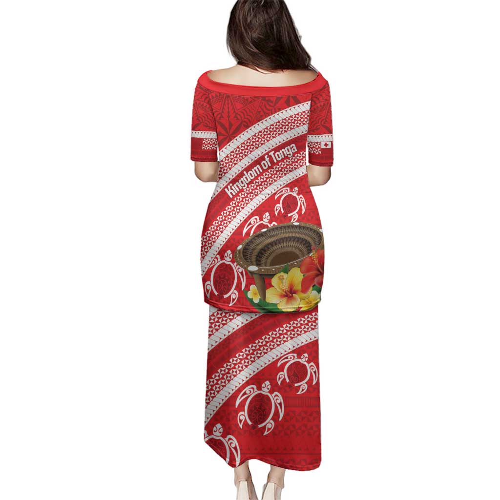 Kingdom Of Tonga Emancipation Day Family Matching Puletasi and Hawaiian Shirt Tongan Ngatu With Kumete Red