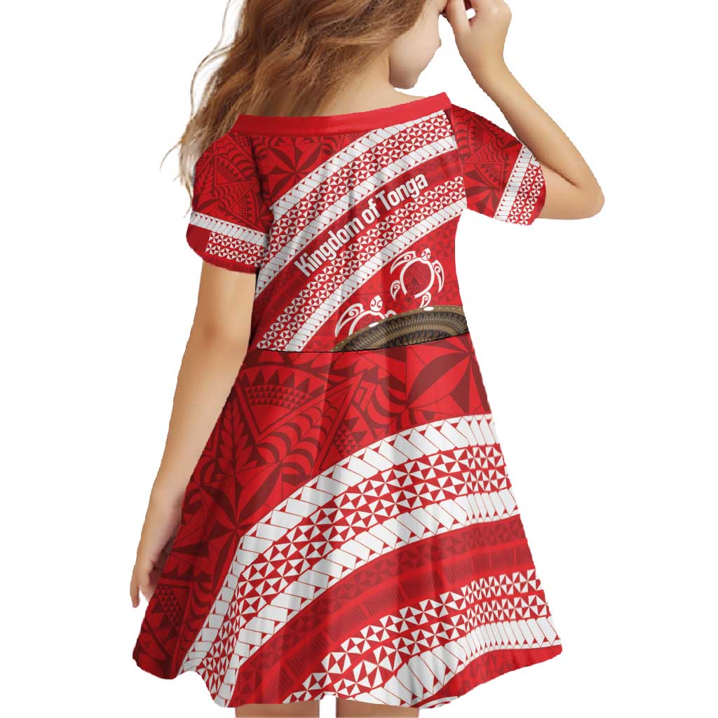 Kingdom Of Tonga Emancipation Day Family Matching Short Sleeve Bodycon Dress and Hawaiian Shirt Tongan Ngatu With Kumete Red LT14 - Polynesian Pride