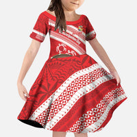 Kingdom Of Tonga Emancipation Day Kid Short Sleeve Dress Tongan Ngatu With Kumete Red