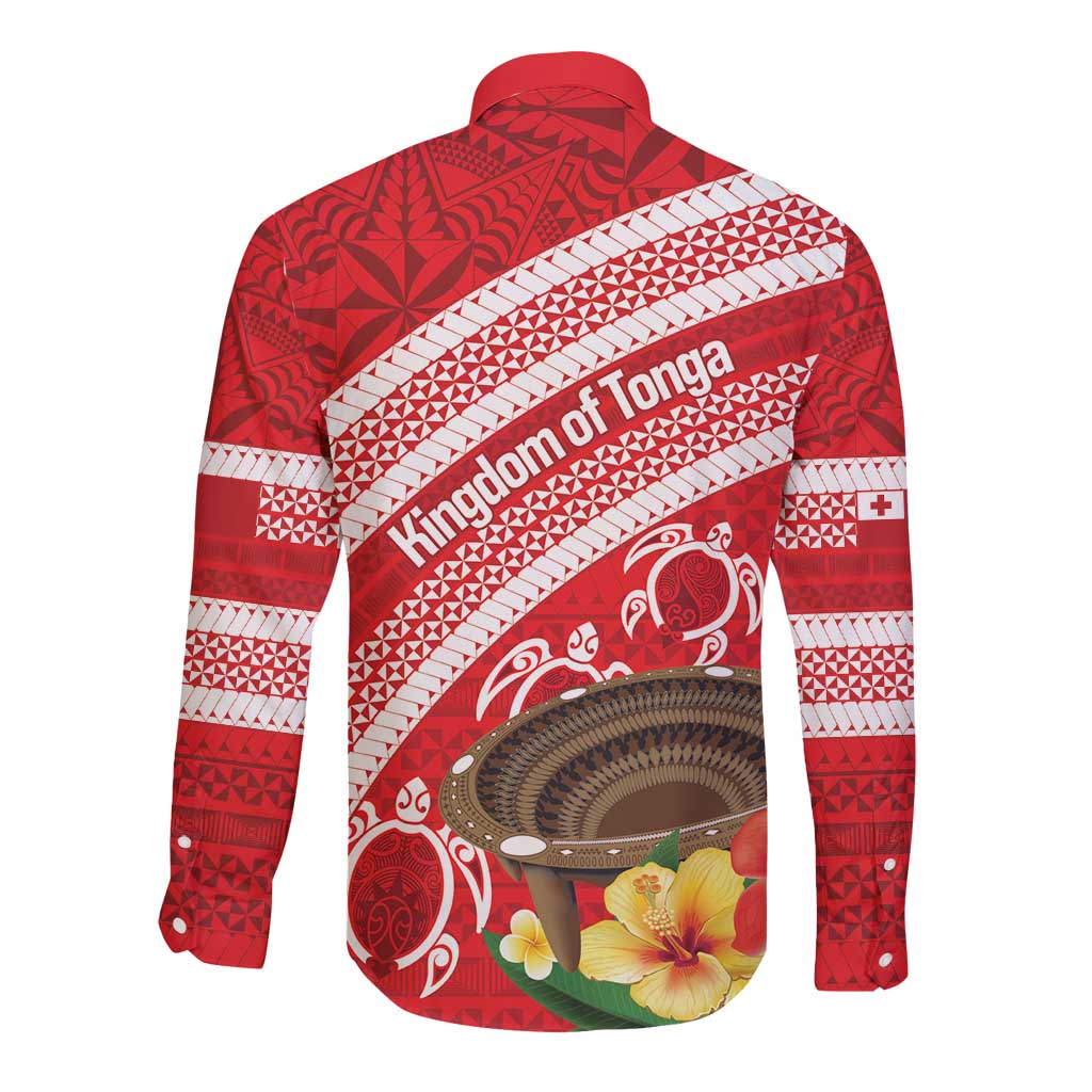 Kingdom Of Tonga Emancipation Day Long Sleeve Button Shirt Tongan Ngatu With Kumete Red