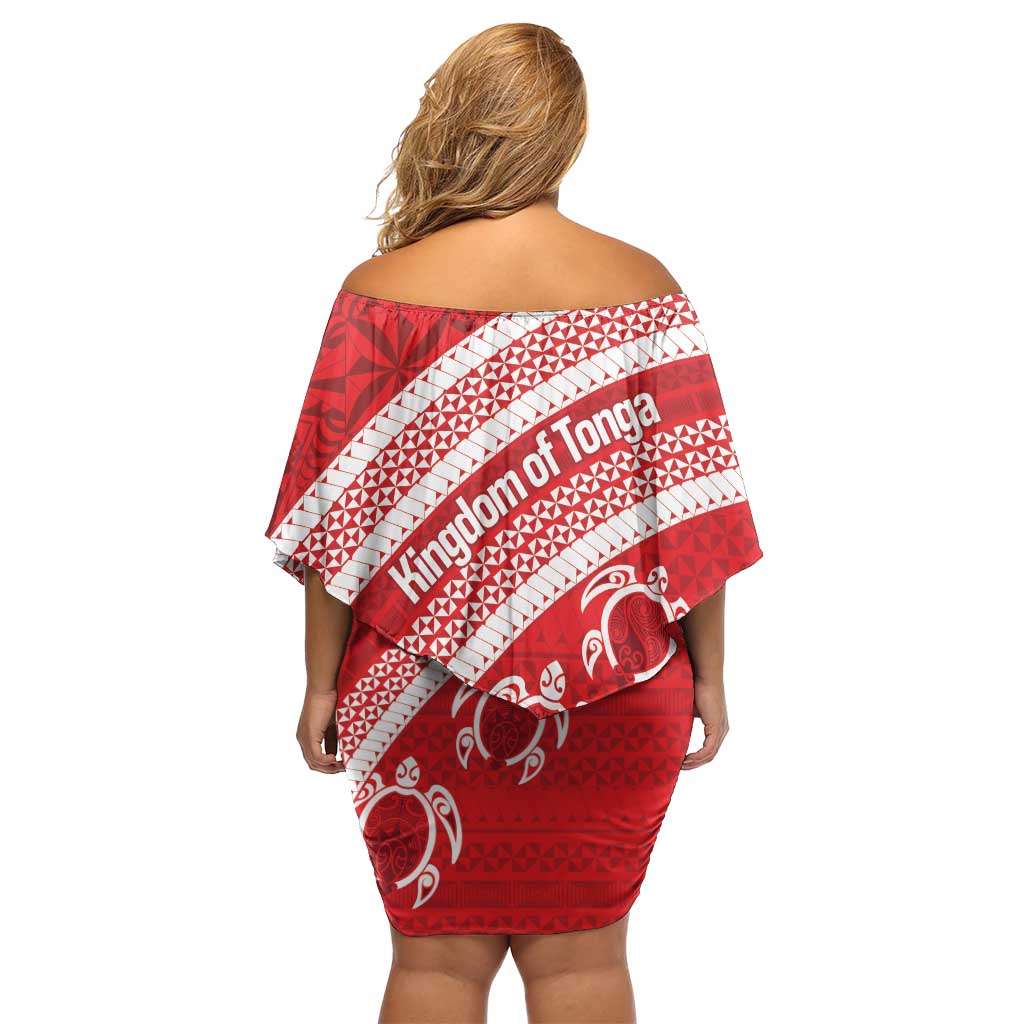 Kingdom Of Tonga Emancipation Day Off Shoulder Short Dress Tongan Ngatu With Kumete Red